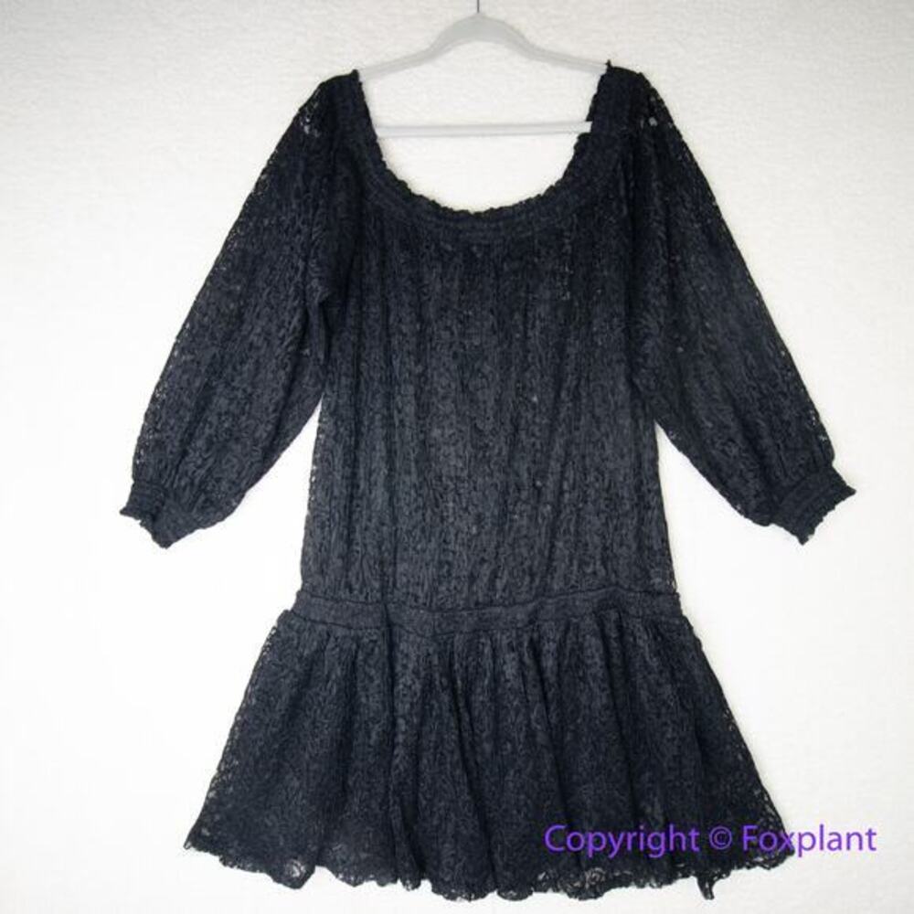 New! Free People One Party Carina Meadow Black Lace Mini Dress With Bandeau,  XL - Picture 2 of 16